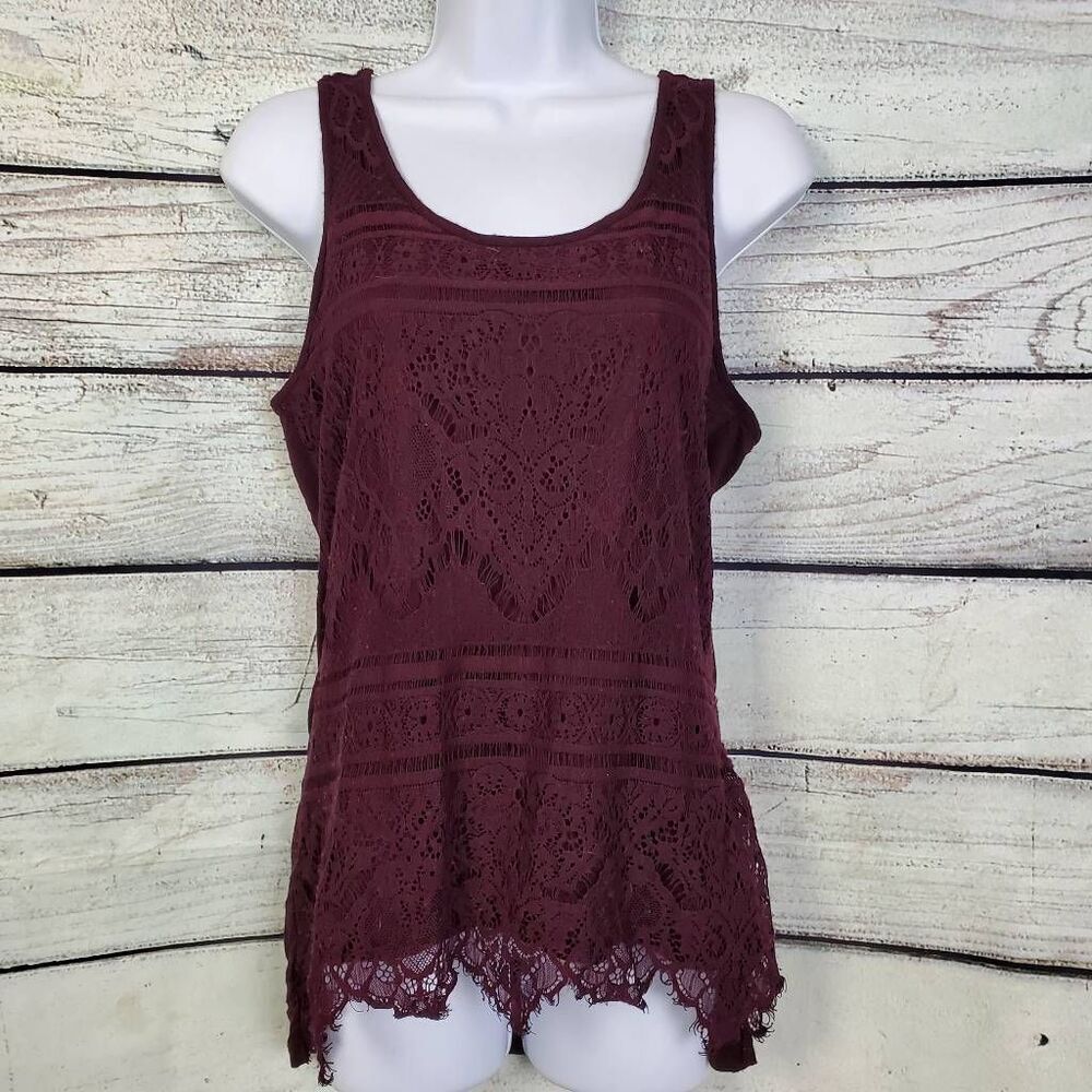 Maurices Women’s Burgundy Lace Tank Top Size S